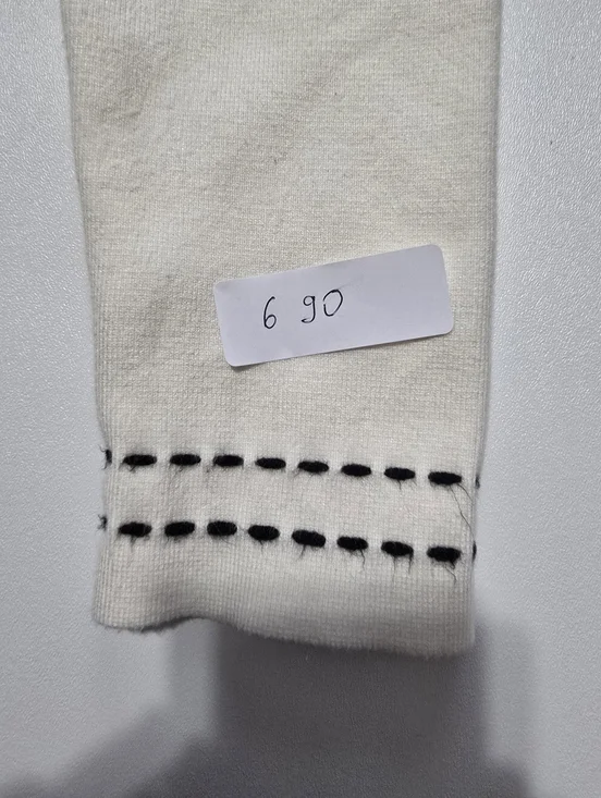 English Factory Stitch Detail Puff Sleeve Cardigan Crew Neck Long Sleeve Size L - Picture 13 of 13